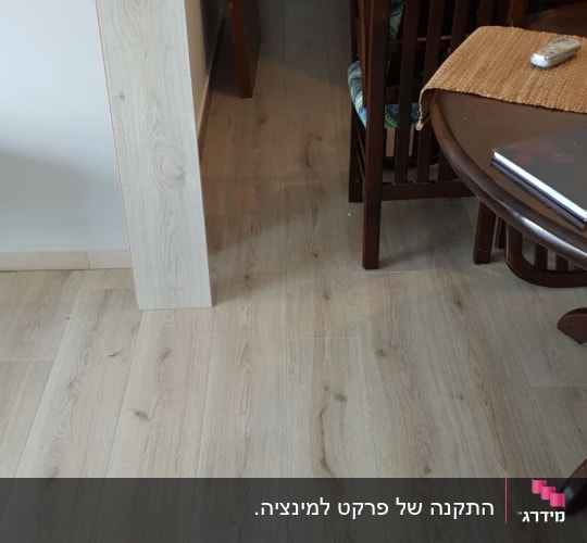 רצפת פרקט עץ בהירה במסדרון צר